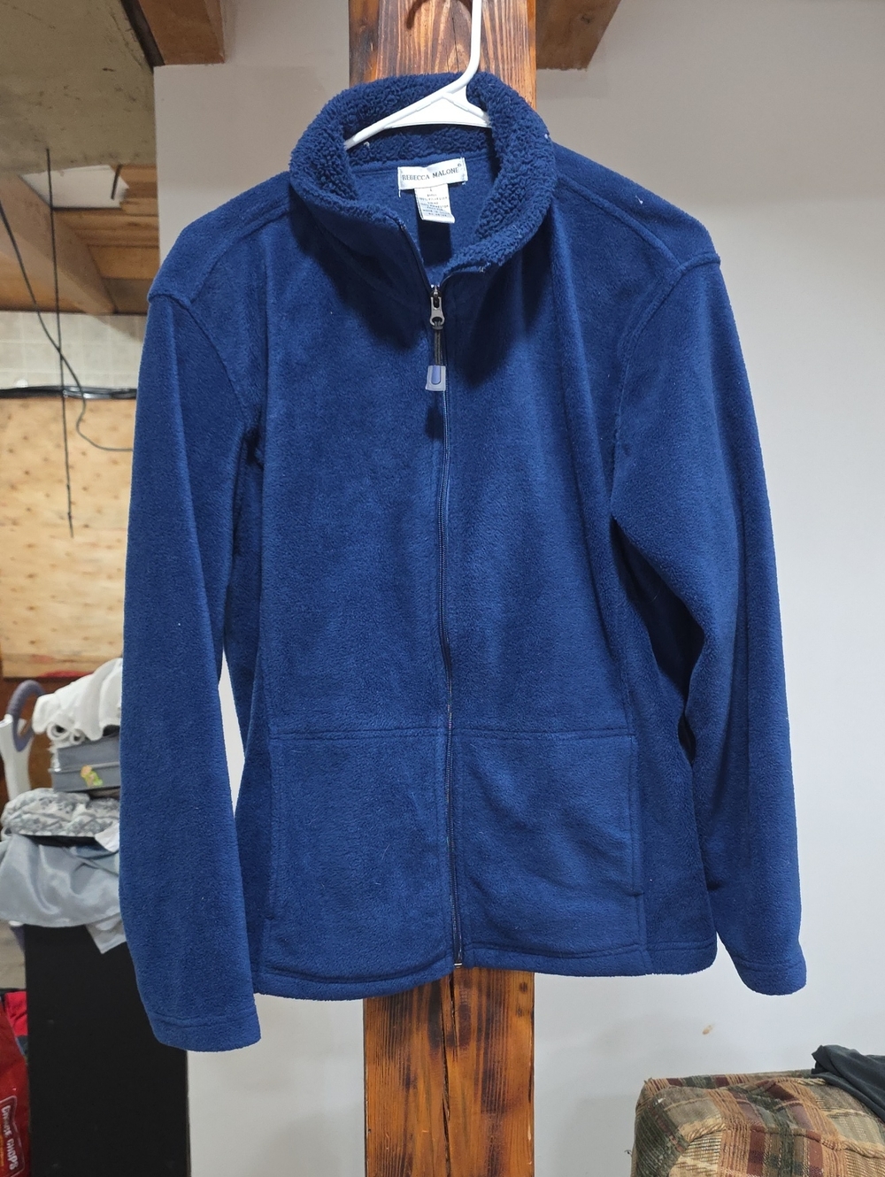 Rebecca Malone Navy Full-Zip Fleece Jacket